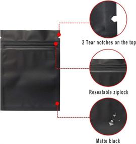 img 2 attached to 🔒 High-Quality 100 Pack Mylar Bags - Resealable Smell Proof Foil Pouch Bags, 3.3 x 5.1 Inch Matte Black, Flat Bag