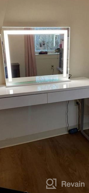 img 1 attached to Glossy White Vanity Desk By GreenForest With 2 Drawers, Modern Style Console Table For Bedroom, Home Office, & Makeup Station - 47" With Gold Metal Legs (Mirror Not Included) review by Daveon Jumps