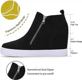 img 3 attached to Athlefit Women'S Hidden Wedge Sneakers - Stylish Platform Booties With Hidden Heel For Height Boost And Comfortable Wedgie Sneakers
