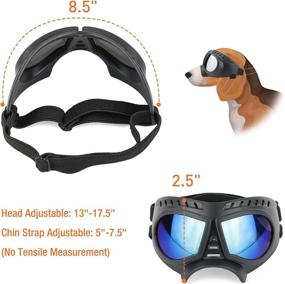 img 2 attached to 🐶 Premium PETLESO Dog Goggles: UV Protection Sunglasses for Medium Breed, Adjustable Straps - Suitable for Driving, Hiking - Blue Lens