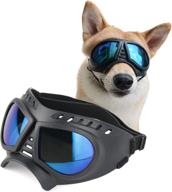 🐶 premium petleso dog goggles: uv protection sunglasses for medium breed, adjustable straps - suitable for driving, hiking - blue lens логотип