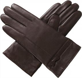 img 1 attached to Сохраняйте стиль и тепло: женские коричневые кожаные перчатки Luxury Lane с кашемировой подкладкой (большие)