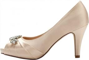 img 2 attached to Elegant Satin Peep Toe Mid Heels With Rhinestone Accents For Women'S Evening Prom And Wedding