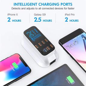 img 2 attached to 🔌 8-Port Desktop Charging Station with Quick Charge 3.0 USB Port, Type C Port, LCD Display - Multi-Device USB Charger for Smart Phones, Tablets, and More