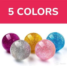 img 2 attached to 🌟 Entervending 45 mm Glitter Bounce Balls in Bucket - 12 Pcs Large Hi Bounce Balls for Kids - Rubber Balls for Kids - High-Quality Bouncy Balls