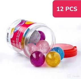 img 1 attached to 🌟 Entervending 45 mm Glitter Bounce Balls in Bucket - 12 Pcs Large Hi Bounce Balls for Kids - Rubber Balls for Kids - High-Quality Bouncy Balls