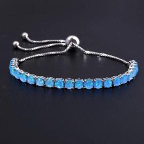 img 2 attached to Stylish CiNily Women'S Opal Tennis Bracelet - Adjustable Silver Plating With Opulent Opal Stone - Ideal Fashion Jewelry Gift Available In Sterling Silver, Rose And Yellow Gold Plating