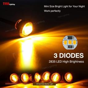 img 1 attached to 50-Pack Amber Mini Round Side Marker Lights With 3 LED Bulbs For Trucks, Boats, RVs, And Buses - Universal Waterproof Sealed Design, 12V DC Compatible