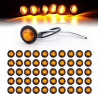 50-pack amber mini round side marker lights with 3 led bulbs for trucks, boats, rvs, and buses - universal waterproof sealed design, 12v dc compatible logo