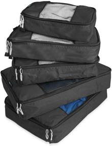 img 4 attached to TravelWise Luggage Packing Cubes Set - 5 Piece, Black (2 Small, 2 Medium, 1 Large) - Efficient Travel Organization Solution