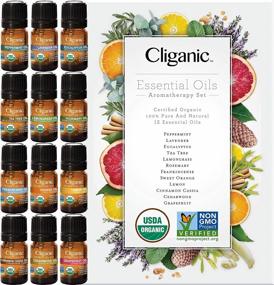 img 4 attached to Cliganic USDA Organic Aromatherapy TOP 12 Essential Oils Set, 100% Pure - мята перечная, лаванда, эвкалипт, чайное дерево, лемонграсс, розмарин, ладан, апельсин, лимон, кассия, кедр и грейпфрут
