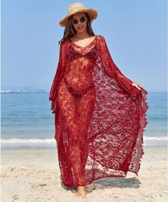 img 3 attached to Plus Size Bohemian Kimono Beach Cover Up With Lace Detail For Women