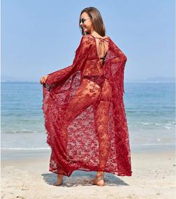 img 1 attached to Plus Size Bohemian Kimono Beach Cover Up With Lace Detail For Women