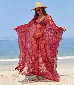 img 2 attached to Plus Size Bohemian Kimono Beach Cover Up With Lace Detail For Women