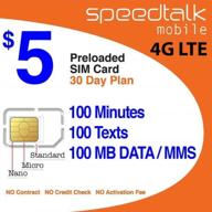 speedtalk mobile $5 pay-as-you-go plan for 5g and 4g lte smartphones with 100 talk, text, and data. triple-cut sim card with no contract and 30-day service. logo