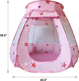 img 3 attached to KingBee Pink Princess Pop Up Play Tent Ball Pit With Lights, Toys Gifts For Kids Girls Boys 3 4 5 6 Year Old, Baby And Toddler Will Love It. Easy Pop Up No Assembly Required, Indoor Outdoor Use (Pink)