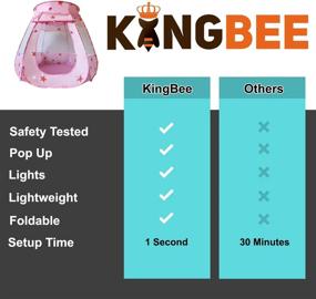 img 1 attached to KingBee Pink Princess Pop Up Play Tent Ball Pit With Lights, Toys Gifts For Kids Girls Boys 3 4 5 6 Year Old, Baby And Toddler Will Love It. Easy Pop Up No Assembly Required, Indoor Outdoor Use (Pink)