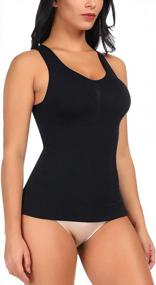 img 3 attached to Flattering And Comfortable: CINDYLOVER Women'S Seamless Shapewear Tank Top For Tummy Control And Undergarment Support In Size L (Black)
