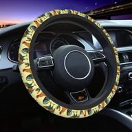 🐓 vibrant farm rooster design: universal 15 inch non slip neoprene steering wheel cover - ideal for adults логотип