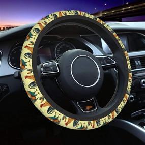 img 4 attached to 🐓 Vibrant Farm Rooster Design: Universal 15 Inch Non Slip Neoprene Steering Wheel Cover - Ideal for Adults