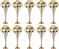10 pcs gold metal tabletop vase - 16.5in decorative centerpiece for wedding, anniversary, party & home decoration logo