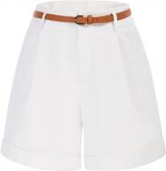 comfortable wide leg bermuda shorts for women: elastic waist, pockets, and belt included by belle poque logo