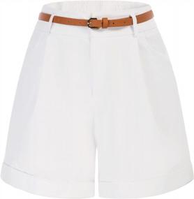 img 4 attached to Comfortable Wide Leg Bermuda Shorts For Women: Elastic Waist, Pockets, And Belt Included By Belle Poque