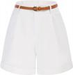 comfortable wide leg bermuda shorts for women: elastic waist, pockets, and belt included by belle poque logo