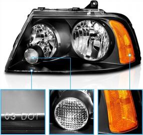 img 2 attached to Upgrade Your Lincoln Navigator With AmeriLite Black Amber Headlights - Get Both Passenger And Driver Side Lights!