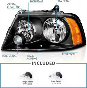 img 1 attached to Upgrade Your Lincoln Navigator With AmeriLite Black Amber Headlights - Get Both Passenger And Driver Side Lights!