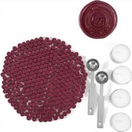 300 octagon red sealing wax beads kit with melting spoon and candles for seal stamp - yoption (sauce red) logo