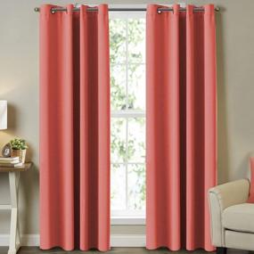 img 4 attached to Blackout Curtains And Drapes - Triple Weave Energy Saving Solid Coral Curtains For Girls Room Thermal Insulated Gromment Curtain Panels, Coral Drapes For Kids Room, Coral, 2 Panel, 52" W X 84" L