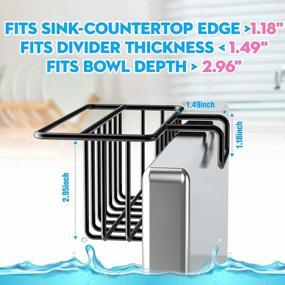 img 1 attached to Upgraded JOFUYU 2-In-1 Sink Caddy - Hanging Kitchen Organizer Rack With Sponge & Dish Towel Holder, SUS304 Stainless Steel - Black