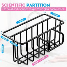 img 3 attached to Upgraded JOFUYU 2-In-1 Sink Caddy - Hanging Kitchen Organizer Rack With Sponge & Dish Towel Holder, SUS304 Stainless Steel - Black