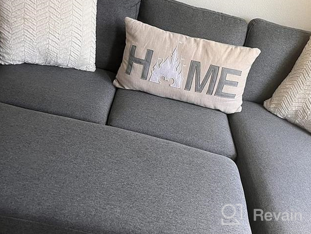 img 1 attached to Modern Reversible Sectional Sofa With Chaise And Ottoman In Bluish Grey Linen Fabric - Perfect For Apartments And Small Spaces From HONBAY review by Gus Gutierrez