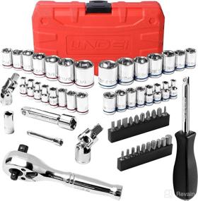 img 4 attached to 🔧 LLNDEI 57pcs Socket Wrench Sets - Dual Head 72-Tooth Ratchets, Metric/SAE Sockets, CR-V, Extensions, Bits Set