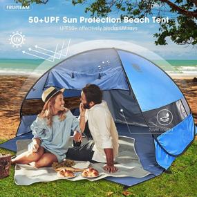img 2 attached to FRUITEAM 3-4 Person Pop Up Beach Tent Sun Shelter With UV Protection For Camping, Outdoor Activities And Beach, Blue