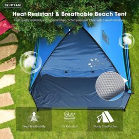 img 1 attached to FRUITEAM 3-4 Person Pop Up Beach Tent Sun Shelter With UV Protection For Camping, Outdoor Activities And Beach, Blue