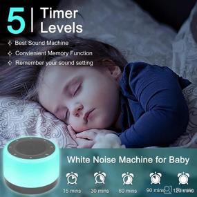 img 1 attached to 🔇 Vicsoon Sleep Noise Maker Machine: White Noise Machine for Babies, Kids, and Adults - 32 Soothing Sounds, 7 Colors Night Lights, 5 Timer & Memory Features Included