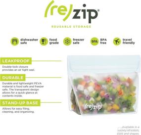 img 3 attached to 👜 rezip Deluxe 8-Piece Reusable BPA-Free Food Grade Storage Bag Pack n' Go Kit - Leakproof, Freezer Safe, Dishwasher Safe, Travel Friendly - (2) Stand-Up 1/2-Cup/4-Ounce Bags, (2) Stand-Up 1-Cup/8-Ounce Bags, (2) Lay-Flat 1-Cup/8-Ounce Snack Bags, (2) Lay-Flat 3.5-Cup/28-Ounce Lunch Bags - Green & Aqua