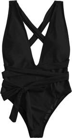 img 3 attached to 👙 Lilosy Plunge Backless Swimsuit for Women - Bathing Attire, Swimwear, & Cover Ups