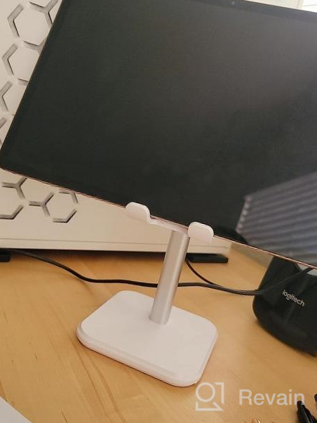 img 1 attached to 📱 apiker Cell Phone Stand - Adjustable Height Angle, Anti-Slip Weighted Base - Compatible with iPhone 13 12 Pro Max/Mini/XS/XR, All 4-7.9 inch Devices - White review by Jim Cronin