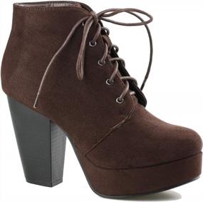 img 3 attached to Women'S Lace Up Block Heel Ankle Boots - Comfort Dress Booties For Party CM86