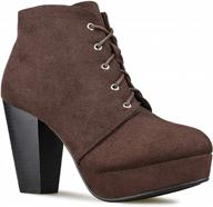 women's lace up block heel ankle boots - comfort dress booties for party cm86 логотип