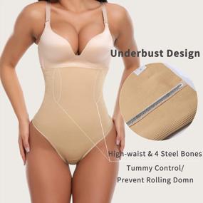 img 1 attached to Flaunt Your Shape With KIWI RATA Tummy Control Thong Shapewear For Women - High Waisted Girdle Panty, Seamless And Slimming Body Shaper