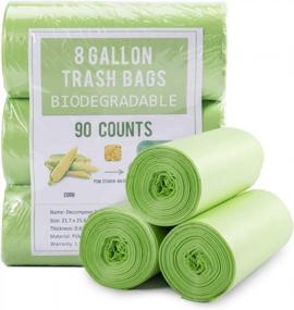 img 4 attached to Extra Strong And Biodegradable Trash Bags For 8 Gallon/30 Liter Bins, Suitable For Home, Office, Car And Kitchen Use - Green, 90 Count