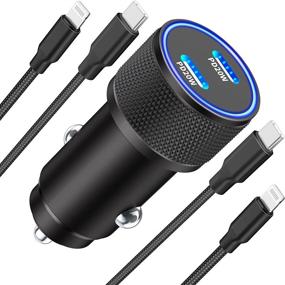 img 4 attached to 📱 Apple MFi Certified iPhone Fast Car Charger with Dual USB C Power Delivery - 40W All Metal Rapid Car Charger with 2 Pack Type C to Lightning Quick Charge Braided Cable for iPhone, iPad, and Airpods