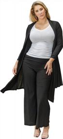 img 4 attached to Stylish Plus Size Women'S Black Kimono Duster Cardigan Sweater Coat