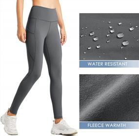 img 2 attached to Women'S Fleece-Lined Leggings Water Resistant Thermal Winter Pants High Waisted Hiking Yoga Running Tights