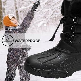 img 3 attached to Quseek Winter Snow Boots For Kids - Waterproof, Insulated, And Fur-Lined Outdoor Mid-Calf Duck Boots With Non-Slip Soles In Black (Available In Little Kid/Big Kid Sizes 10-5.5)